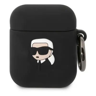 Pouzdro na sluchátka Karl Lagerfeld 3D Logo NFT Karl Head Silikonové Pouzdro pro Airpods 1/2 Bla