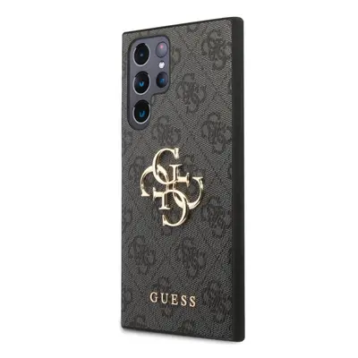 Kryt na mobil Guess PU 4G Metal Logo Zadní Kryt pro Samsung Galaxy S23 Ultra Grey