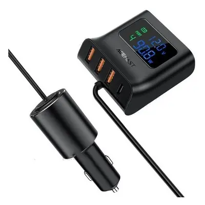 Nabíječka do auta ACEFAST Car Charger + HUB (USB-C + 3x USB-A) Digital Display Black