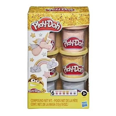 Play Doh Sada 6 kelímků třpytivá zlatá, stříbrná a růžová, Hasbro E9433