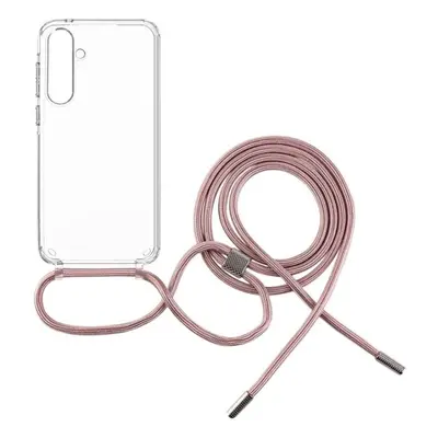 Kryt na mobil FIXED Pure Neck s růžovou šňůrkou na krk pro Samsung Galaxy A35 5G