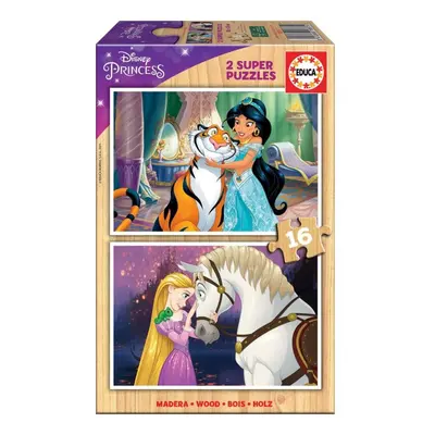 Puzzle Educa Dřevěné puzzle Disney princezny 2x16 dílků