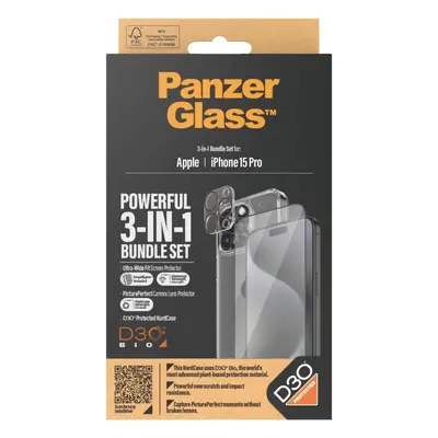 Ochranné sklo PanzerGlass Bundle 3v1 Apple iPhone 15 Pro (PG sklo + HardCase D30 + Camera Protec