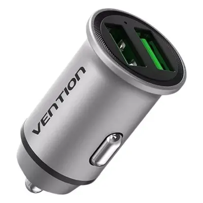 Nabíječka do auta Vention Two-Port USB A+A (18W/18W) Car Charger Gray Mini Style Aluminium Alloy