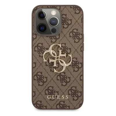 Kryt na mobil Guess PU 4G Metal Logo Zadní Kryt pro Apple iPhone 13 Pro Brown