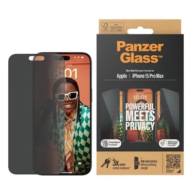 Ochranné sklo PanzerGlass Privacy Apple iPhone 15 Pro Max s instalačním rámečkem