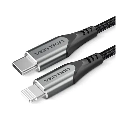 Datový kabel Vention Lightning MFi to USB-C Braided Cable (C94) 1M Gray Aluminum Alloy Type