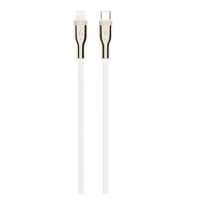 Datový kabel FIXED Cable USB-C/Lightning a podporou PD 1.2m certifikace MFi opletený bílý