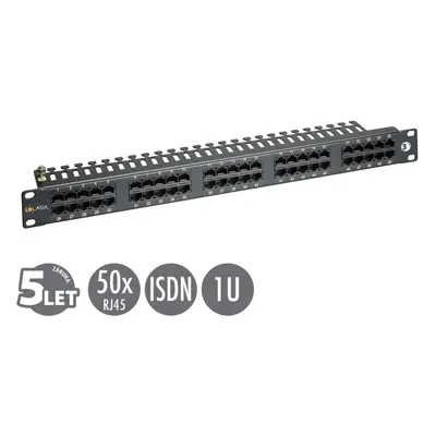 19" ISDN panel Solarix 50 x RJ45 černý 1U