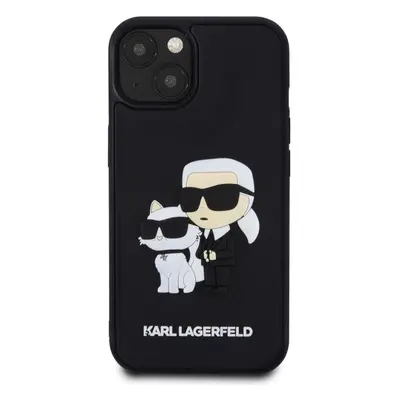 Kryt na mobil Karl Lagerfeld 3D Rubber Karl and Choupette Zadní Kryt pro iPhone 14 Black