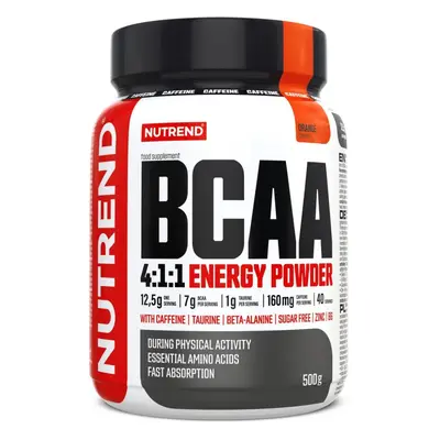 Aminokyseliny Nutrend BCAA 4:1:1 ENERGY POWDER, 500 g, pomeranč