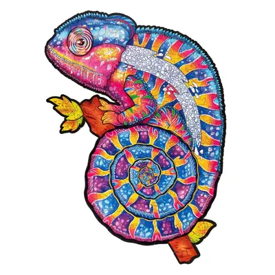 Dřevěné puzzle Woodlika - Dřevěné puzzle české výroby: Hypnotický chameleon