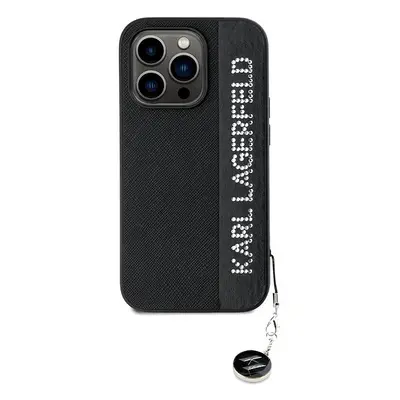 Kryt na mobil Karl Lagerfeld PU Saffiano Rhinestone Charm Zadní Kryt pro iPhone 14 Pro Max Black