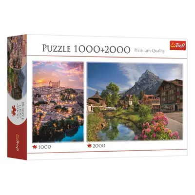 Puzzle Trefl Puzzle 2v1 Toledo 1000 dílků + Léto v Alpách 2000 dílků