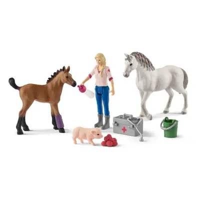 Schleich 42486 Návštěva veterinářky u klisny a hříběte