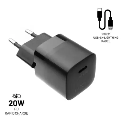 Nabíječka do sítě FIXED PD Rapid Charge Mini s USB-C výstupem a USB-C/Lightning kabelem podpora 