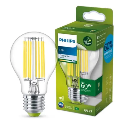 Philips 8719514343801 LED filamentová žárovka 1x4W/60W | E27 | 840lm | 4000K - čirá, Ultra Effic