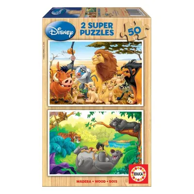 Puzzle Educa Dřevěné puzzle Zvířecí kamarádi 2x50 dílků