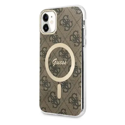 Kryt na mobil Guess 4G IML MagSafe Kompatibilní Zadní Kryt pro iPhone 11 Brown