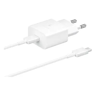 Nabíječka do sítě Samsung cestovní nabíječka 15W + USB-C/USB-C datový kabel White (Bulk)