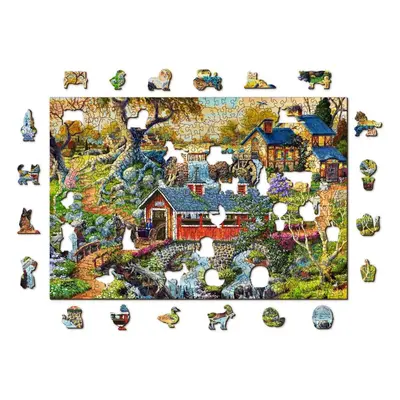 Puzzle Woden City Dřevěné puzzle Venkovské mosty 2v1, 505 dílků eko