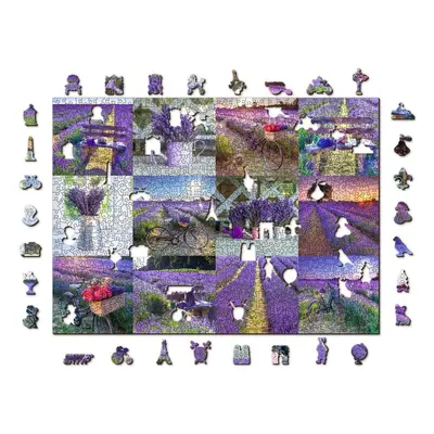 Puzzle Woden City Dřevěné puzzle Levandulová Francie 2v1, 1010 dílků eko