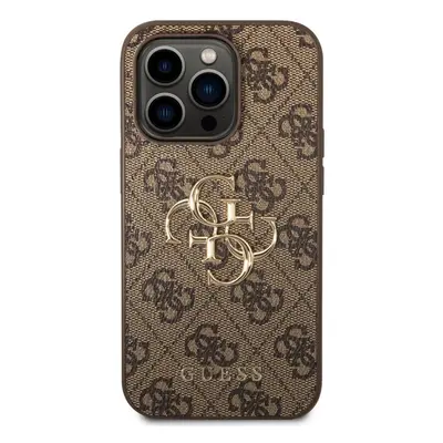 Kryt na mobil Guess PU 4G Metal Logo Zadní Kryt pro iPhone 15 Pro Max Brown