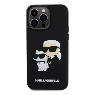 Kryt na mobil Karl Lagerfeld 3D Rubber Karl and Choupette Zadní Kryt pro iPhone 13 Pro Max Black