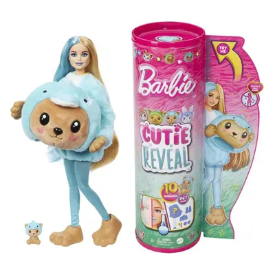 Panenka Barbie Cutie Reveal Barbie v kostýmu - Medvídek v modrém kostýmu delfína