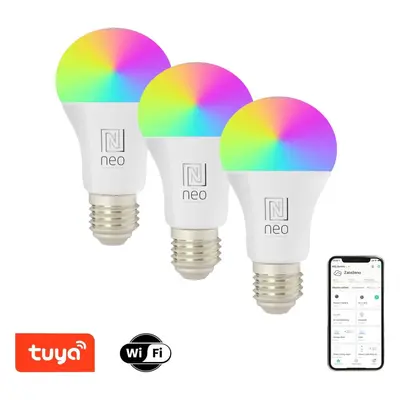 LED žárovka IMMAX NEO LITE E27 9W RGB+CCT, barevná a bílá, WiFi - balení 3 ks