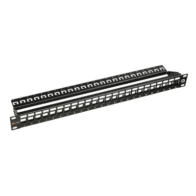 10G modulární neosazený patch panel Solarix 24 portů STP černý 1U SX24M-0-STP-BK