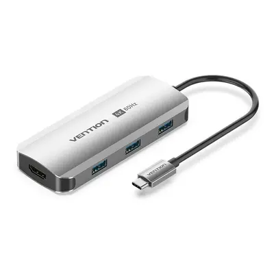 Replikátor portů Vention 5-in-1 USB-C to HDMI/USB 3.0 x3/PD Docking Station 0.15M Gray Aluminum 