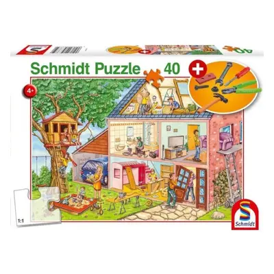 Puzzle Puzzle Pracovití řemeslníci 40 dílků + dětské nářadí