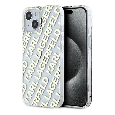 Kryt na mobil Karl Lagerfeld IML Electroplated Repeated Logo Zadní Kryt pro iPhone 15 Gold