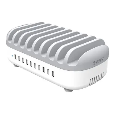 Dobíjecí stanice ORICO 120W DUK-10P, 10x USB, 2.4A, bílá