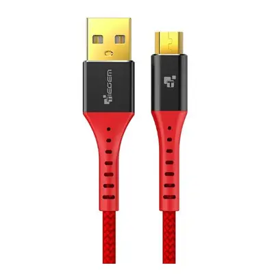 Datový kabel TIEGEM USB - Micro USB, červený, 30cm