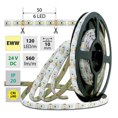 LED PÁSEK SMD2835 EWW, 120LED/M, 7W/M, 560LM/M, IP20, DC 24V, 10MM, délka 1m