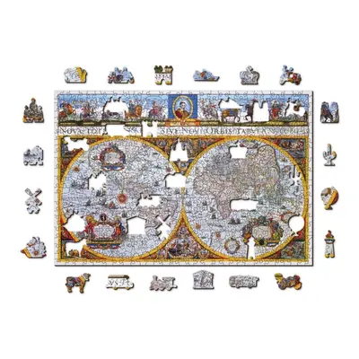 Puzzle Woden City Dřevěné puzzle Antická mapa Nova Terrarum 2v1, 505 dílků eko