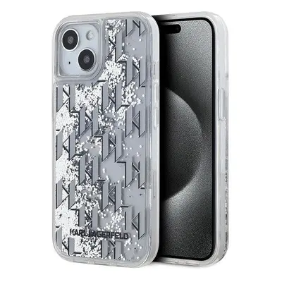 Kryt na mobil Karl Lagerfeld Liquid Glitter Monogram Gradient Zadní Kryt pro iPhone 15 White