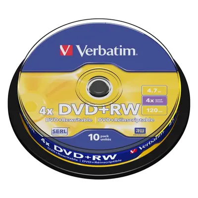 Média VERBATIM DVD+RW SERL 4,7GB, 4x, spindle 10 ks