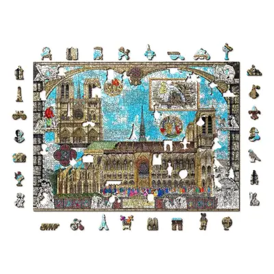 Puzzle Woden City Dřevěné puzzle Katedrála Notre-Dame 2v1, 1010 dílků eko