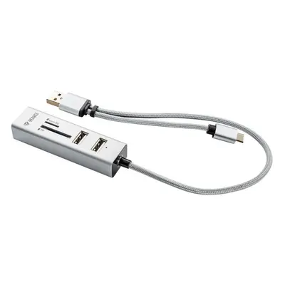 Čtečka karet Yenkee YHC 103SR USB C OTG HUB+čtečka