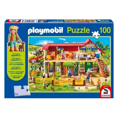 Puzzle Schmidt Puzzle Playmobil Farma 100 dílků + figurka Playmobil