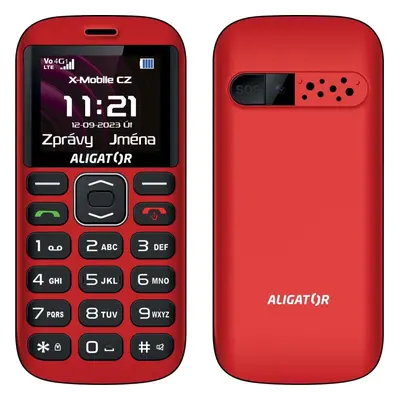 Mobilní telefon Aligator A720 4G Senior červený + nabíjecí stojánek