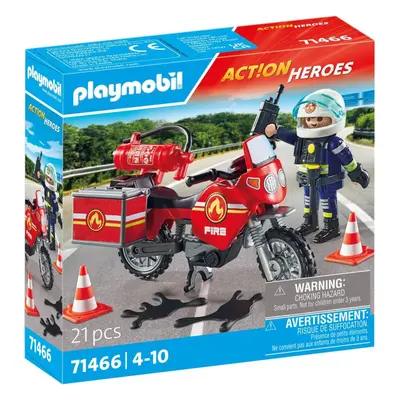 Set figurek a příslušenství Playmobil 71466 Hasičská motorka na místě nehody