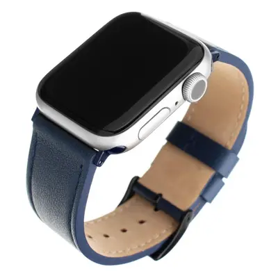 Řemínek FIXED Leather Strap pro Apple Watch 42/44/45/Ultra 49mm modrý