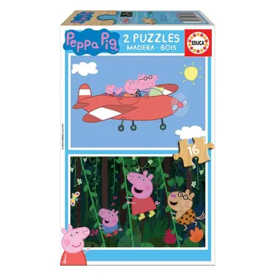 Puzzle Educa Dřevěné puzzle Prasátko Peppa 2x16 dílků