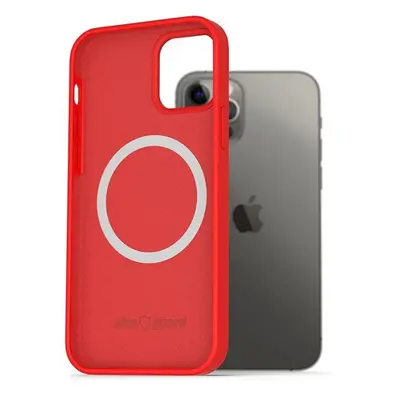 Kryt na mobil AlzaGuard Silicone Case Compatible with Magsafe pro iPhone 12 / 12 Pro červený