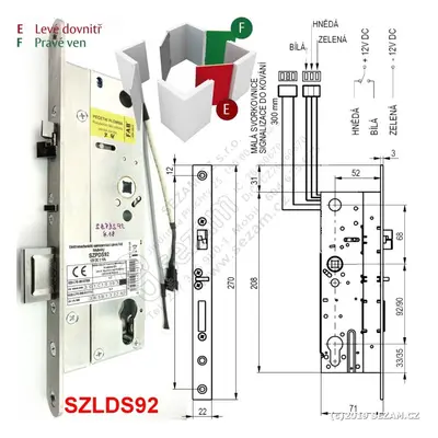 Elektromechanický samozamykací zámek se signalizací FAB/BERA SZLDS 92/55 LEVÝ