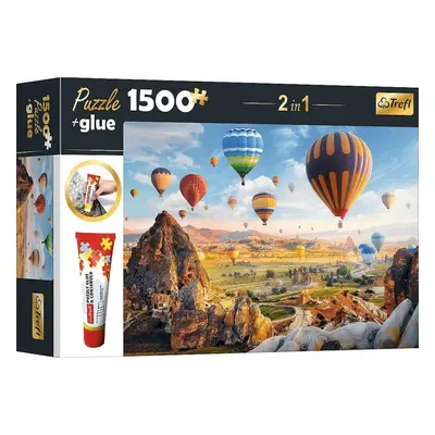 Puzzle Trefl Sada 2v1 puzzle Tajemná Kapadokie 1 500 dílků s lepidlem